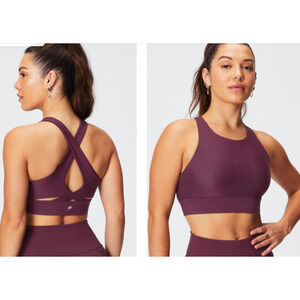 Fabletics Maroon No-Bounce High Impact Sports Bra Large NEW